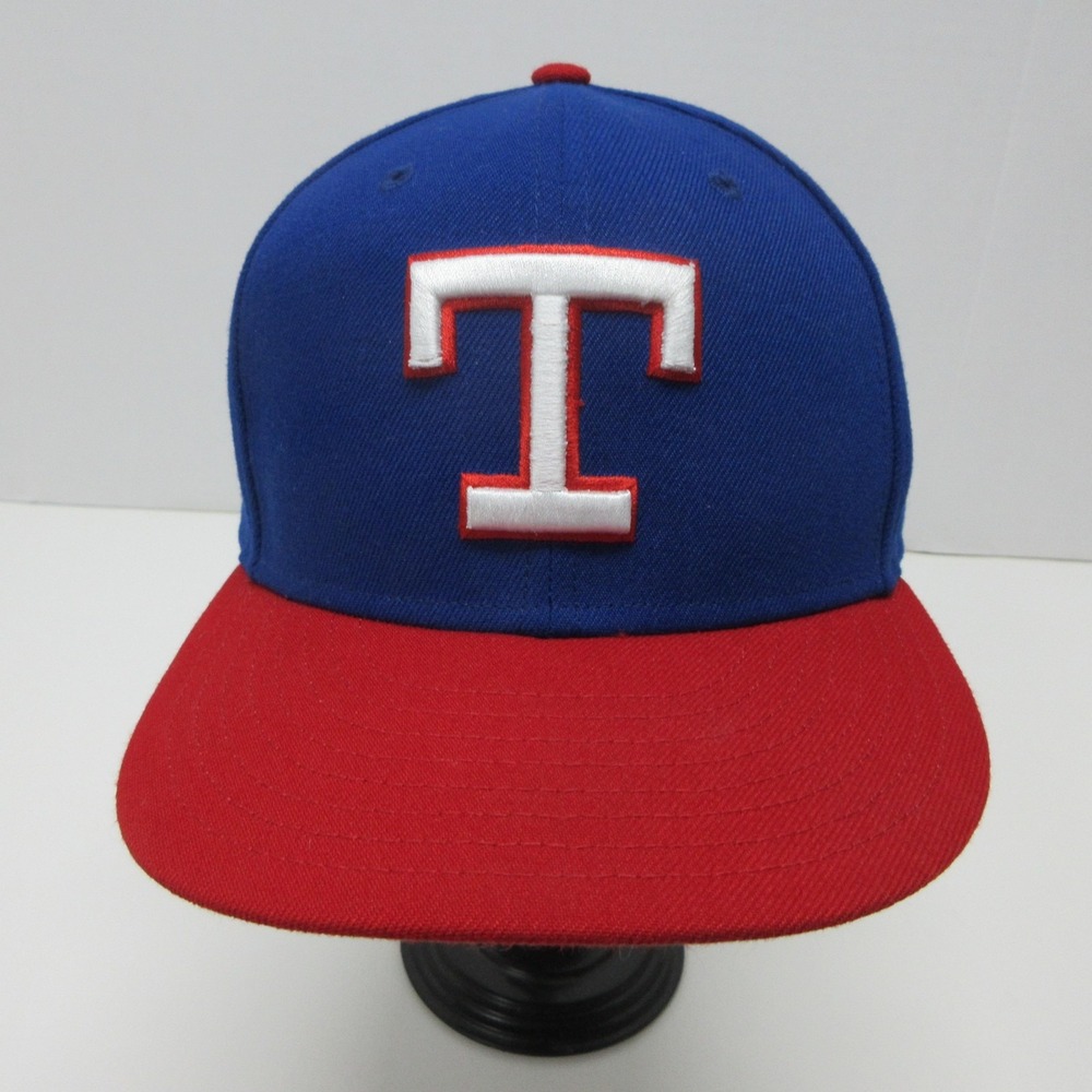 Texas Rangers On Field Fitted Hat Cap Mens 7 1/8 Blue Red MLB Baseball New Era